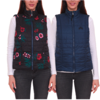ALPENBLITZ Damen Wende-Weste unifarbene und Allover-Print Stepp-Weste mit Blumen-Print 79593823 Dunkelblau/Bunt