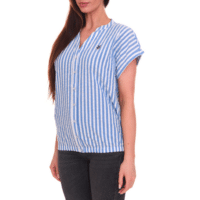 DELMAO Damen Sommer-Bluse gestreift Kurzarm-Bluse