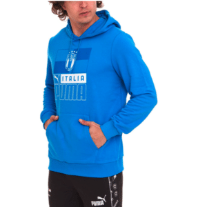 PUMA FIGC FtblCore Herren Sweat-Shirt nachhaltiger Kapuzen-Pullover Italien Hoody 767126 03 Blau