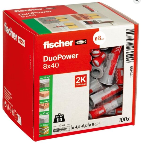 fischer DuoPower 8 x 40 Universalduebel leistungsstarker 2 Komponenten Duebel Kunststoffduebel zur Befestigung in Beton Ziegel 2025 10 07 13 49 39 fischer DuoPower 8 x 40 Universalduebel leistungsstarker 2 Komponenten Duebel Kunststoffduebel zur Befestigung in Beton Ziegel 2025 10 07 13 49 39