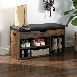 VASAGLE Schuhbank mit 3 Fächern in Vintagebraun