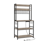 VASAGLE Küchenregal mit Steckdosen (Greige + Schwarz)