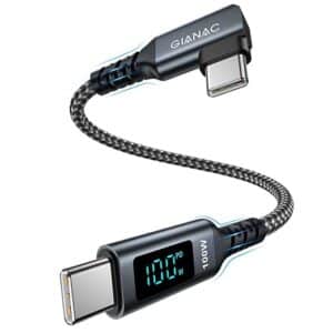 GIANAC 100W USB C auf USB C Kabel Kurz 30cm Schnellladekabel USB C mit LED Display