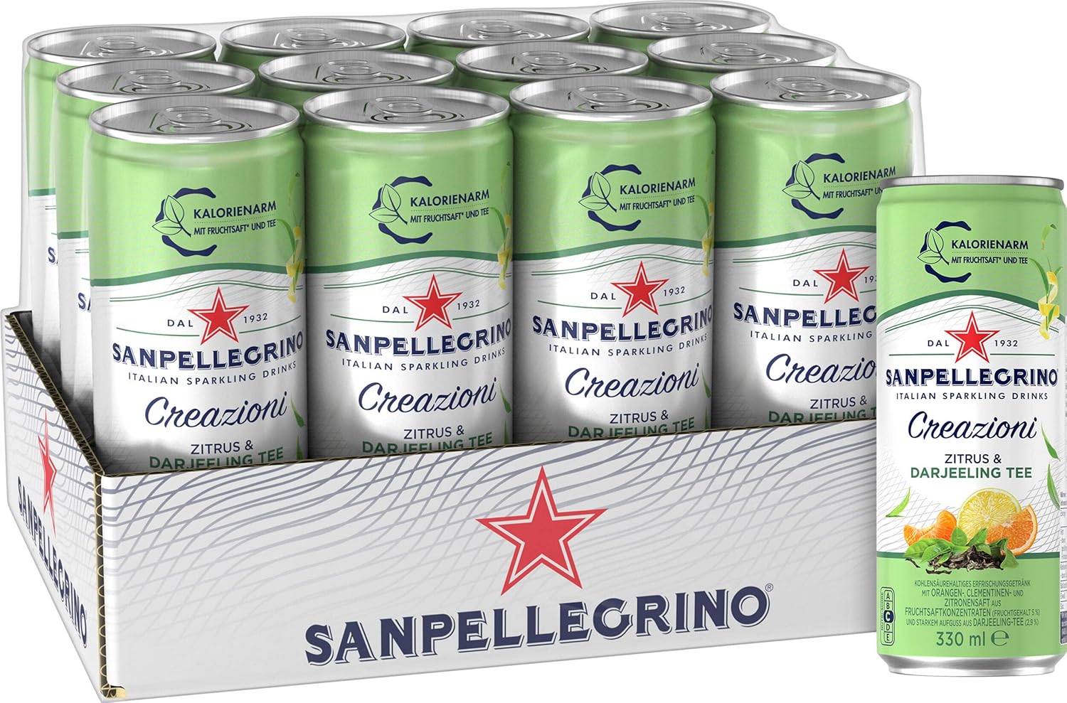 12 Dosen San Pellegrino Creazioni Citrus & Darjeeling Tee