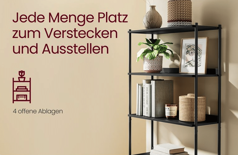 VASAGLE Bücherregal mit Türen in Rattan-Optik  im Detail