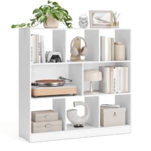 VASAGLE Buecherregal 8 Faecher Weiss