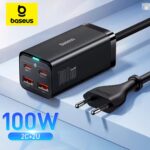 Baseus Ladegerät 100W Schnellladegerät (inkl. Ladekabel, 2x USB-C, 2x USB-A)