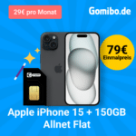 [Nur HEUTE!] TOP📱Apple iPhone 15 für 79€ im Telekom Congstar mit 150 5G für 29€ mtl.
