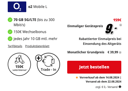 o2 70GB 5G/LTE Allnet Flat