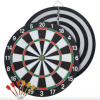 MUWO doppelseitige Dartscheibe mit 6 Pfeilen Set