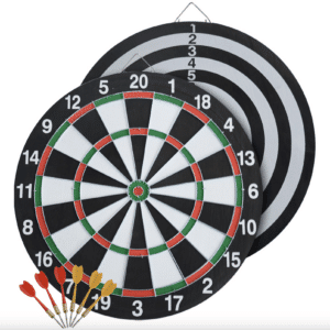 MUWO doppelseitige Dartscheibe mit 6 Pfeilen Set
