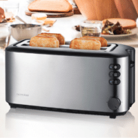 SEVERIN_Automatik-Langschlitztoaster_Toaster_mit_Broetchenaufsatz_hochwertiger_Edelstahl_Toaster_mit_grossen_Roestkammern_und_1400_W_Leistung_Edelstahl-gebuerstetschwarz_AT_25093