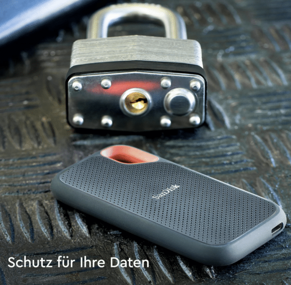 SANDISK Extreme Portable V2 Festplatte, 2 TB SSD, extern, Grau/Orange