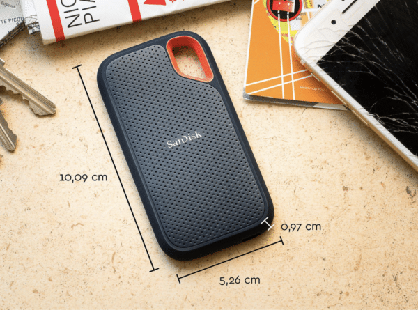 SANDISK Extreme Portable V2 Festplatte, 2 TB SSD, extern, Grau/Orange