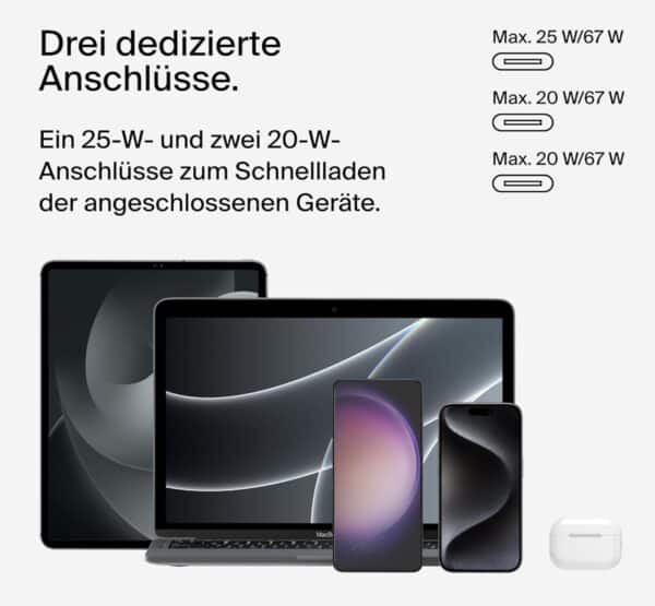 Belkin BoostCharge USB C Ladegeraet mit DREI Anschluessen und PPS 67 W USB C PD 3.1 iPhone Schnellladegeraet fuer die iPhone 16  2024 12 02 13 53 50
