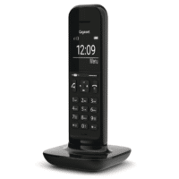 GIGASET CL390 HX DECT-Telefon in schwarz auf Ladestation