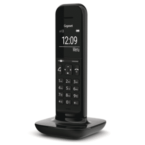 GIGASET CL390 HX DECT-Telefon in schwarz auf Ladestation