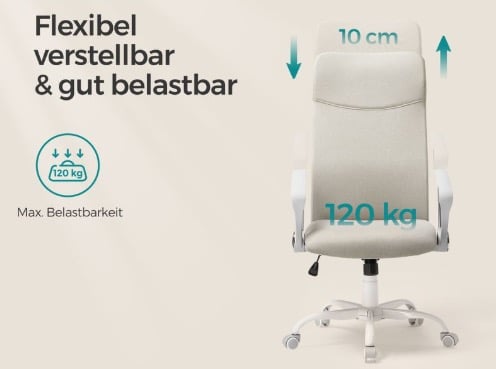 SONGMICS Buerostuhl gepolstert hoehenverstellbar und neigbar cappuccinobeige SONGMICS Buerostuhl gepolstert hoehenverstellbar und neigbar cappuccinobeige