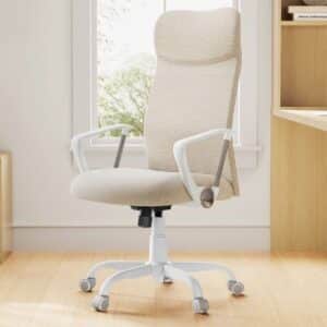 SONGMICS Buerostuhl gepolstert hoehenverstellbar und neigbar cappuccinobeige