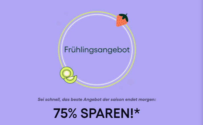 Weightwatchers Banner Lila mit Aufschrift "75% sparen"