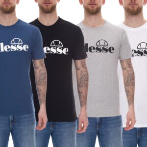 ellesse Fuenti T Shirt Herren Baumwoll Shirt mit Logo Print Sport Shirt SHP16469 in Schwarz Weiss Blau oder Grau  e1738583384819