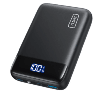 Schwarze INIU Mini-Power Bank mit 20000mAh, 22,5W sowie einer Akkuanzeige