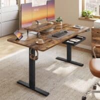 VASAGLE Hoehenverstellbarer Schreibtisch mit Monitorstaender und USB