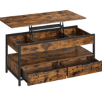 VASAGLE 🛋️ Couchtisch mit Schubladen (vintagebraun-tintenschwarz)
