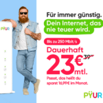 200€ BONUS für PŸUR ✔️ Internet mit bis zu 250 Mbit/s für 23€ / Monat!