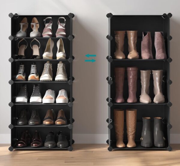 SONGMICS Schuhregal mit 10 Ebenen Steckregal Regalsystem Schuh Organizer DIY Regal mit Tuer aus PP Kunststoff schwarz LPC 2025 06 04 09 56 35