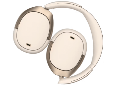 Weiß-goldene Edifier Noise Cancelling 
Over-Ear Kopfhörer WH950NB zusammengeklappt