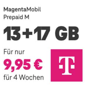 [TOP] Telekom MagentaMobil M Prepaid: Dauerhaft 30GB für 9,95€/4 Wochen + 10€ Wechselbonus inkl. Schweiz + GB
