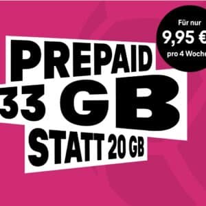 [TOP] Telekom MagentaMobil Prepaid: 33GB für 9,95€/4 Wochen + 10€ Wechselbonus inkl. Schweiz + GB (inkl. Datenübertragung)