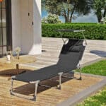 😎 Songmics Gartenliege mit Kopfstütze und Sonnendach