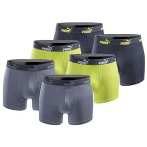 PUMA Boxer Herren Boxershorts 6er Pack Blue Lime
