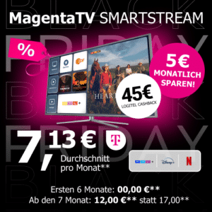STREAMING-WAHNSINN! 6 Monate GRATIS + 45€ Cashback 📺 IPTV: Telekom Magenta TV inkl. RTL+, Netflix + Disney für 12€ mtl. 🔥
