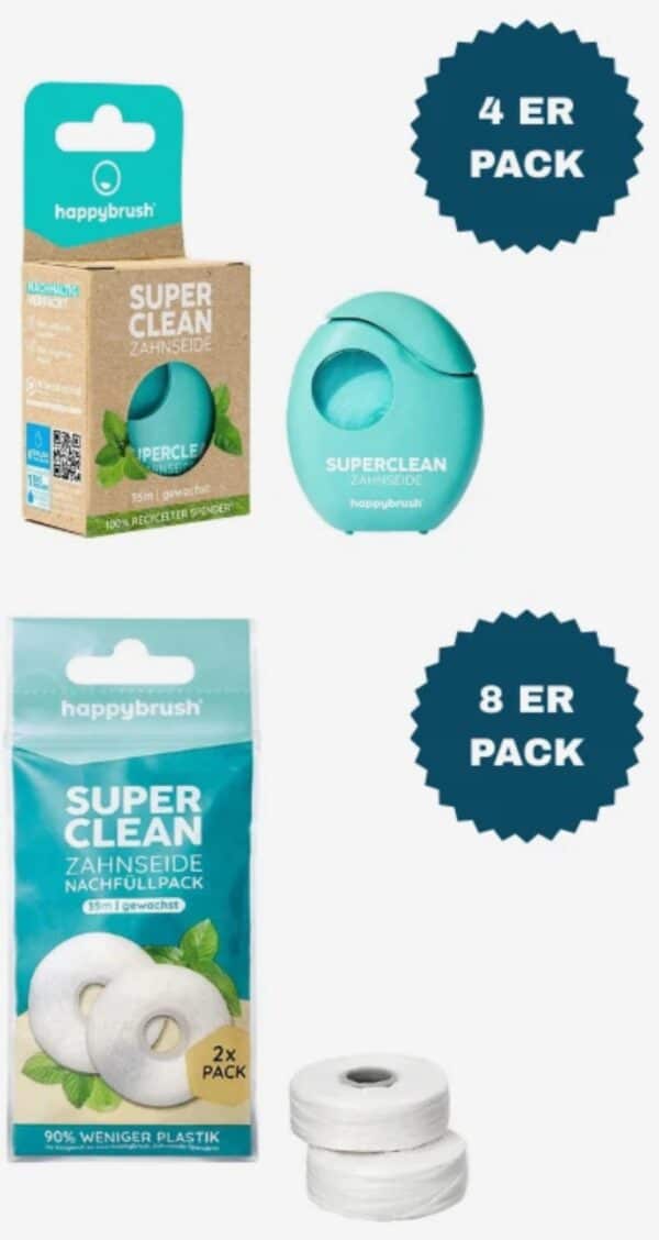 4ER Happybrush Zahnseidehalter SuperClean mit 35m SuperClean Refill Zahnseide 8x  eBay.de 2025 11 05 12 21 56
