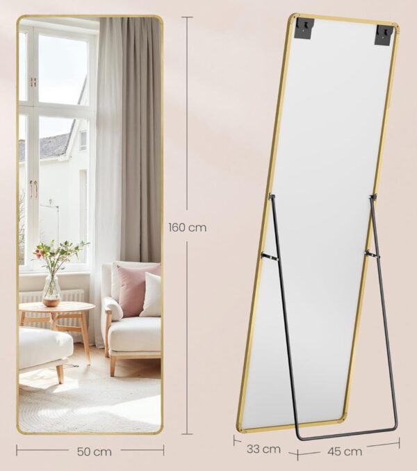 Amazon.de SONGMICS Ganzkoerperspiegel 160 x 50 cm rechteckiger Standspiegel Rahmen aus Aluminiumlegierung Hartglas fuer Sch 2025 08 28 13 55 18