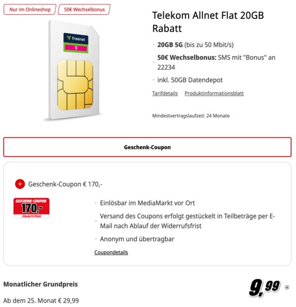 freenet   Telekom Allnet Flat 20GB Rabatt  MediaMarkt Tarifwelt 2025 08 26 15 34 08