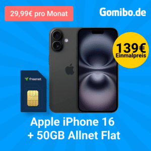 [Weekend-Deal!] iPhone 16 für 139€ mit 50GB 5G Telekom für 29,99€ mtl. + 150€ Bonus (eff. 0,61 €)