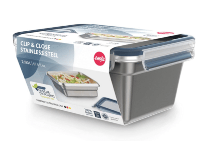 Emsa Clip & Close auslaufsichere Edelstahl-Frischhaltedose 2 Liter