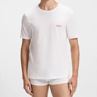 HUGO Herren T Shirt RN Triplet P Dreier Pack T Shirts aus Baumwolle mit Logos