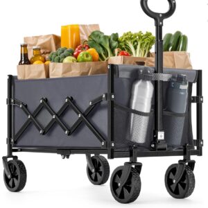 SONGMICS Handwagen faltbar Bollerwagen Gartenwagen kompakt mit Griff mit 4 verstaerkten Rollen Davon 2 Universalraeder bis 2025 09 23 13 41 51