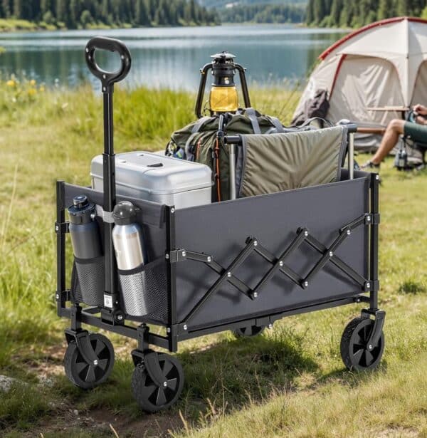 SONGMICS Handwagen faltbar Bollerwagen Gartenwagen kompakt mit Griff mit 4 verstaerkten Rollen Davon 2 Universalraeder bis 2025 09 23 13 43 01