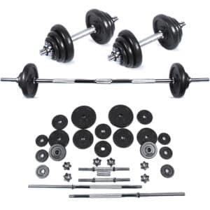 SPORTINATOR "Machine" 2-in-1 Kurz + Langhantel Set 40 kg mit Koffer