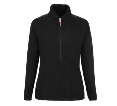 Salewa Damen Woll Pullover Sella AM Wander Pullover mit Reissverschluss Schwarz Salewa Damen Woll-Pullover Sella AM Wander-Pullover mit Reißverschluss Schwarz