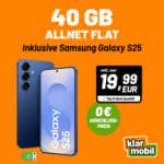Last CHANCE! 🔥 Samsung Galaxy S25 für NUR 29,99€ mit 40GB Vodafone 5G für 19,99€ mtl. (keine AG!)