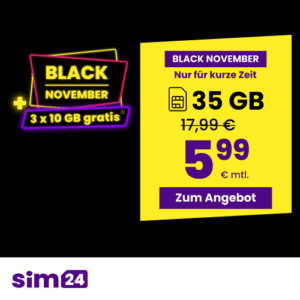 [TOP] sim24📲 im 1&1 Netz (ohne Laufzeit) z.B. 35GB für 5,99€ | 40GB für 7,99€ & mehr