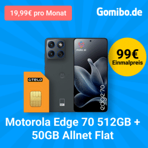 429€ Ersparnis! ⚡ Motorola Edge 70 512GB + Moto Buds, Moto Tag, Moto Watch Fit & 68W Charger für 99€ 📱 mit 50GB 5G (Vodafone Otelo) für 19,99€ mtl.