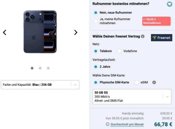 Apple iPhone 17 Pro Max 256GB Blau   kaufen   Gomibo.de 2025 11 10 10 08 13